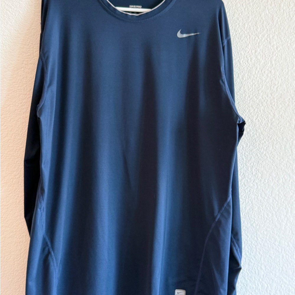 Nike Pro Dri-Fit Men’s Long Sleeve Athletic Shirt XXL– Dark Navy Performance Top - Picture 13 of 16